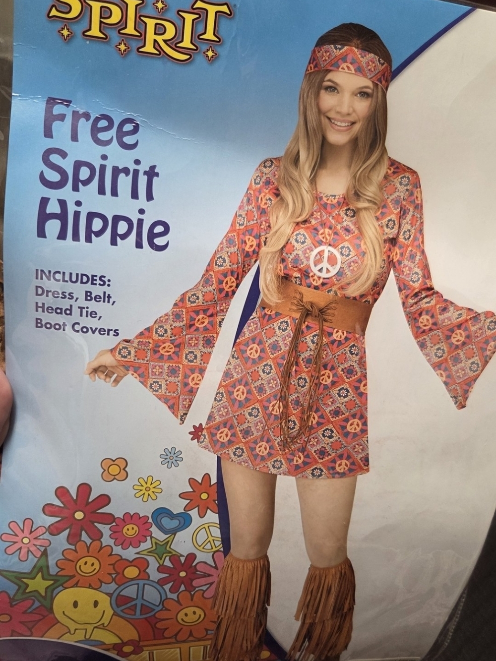 Spirit Free Spirit Hippie Dress Costume - Orange Multi